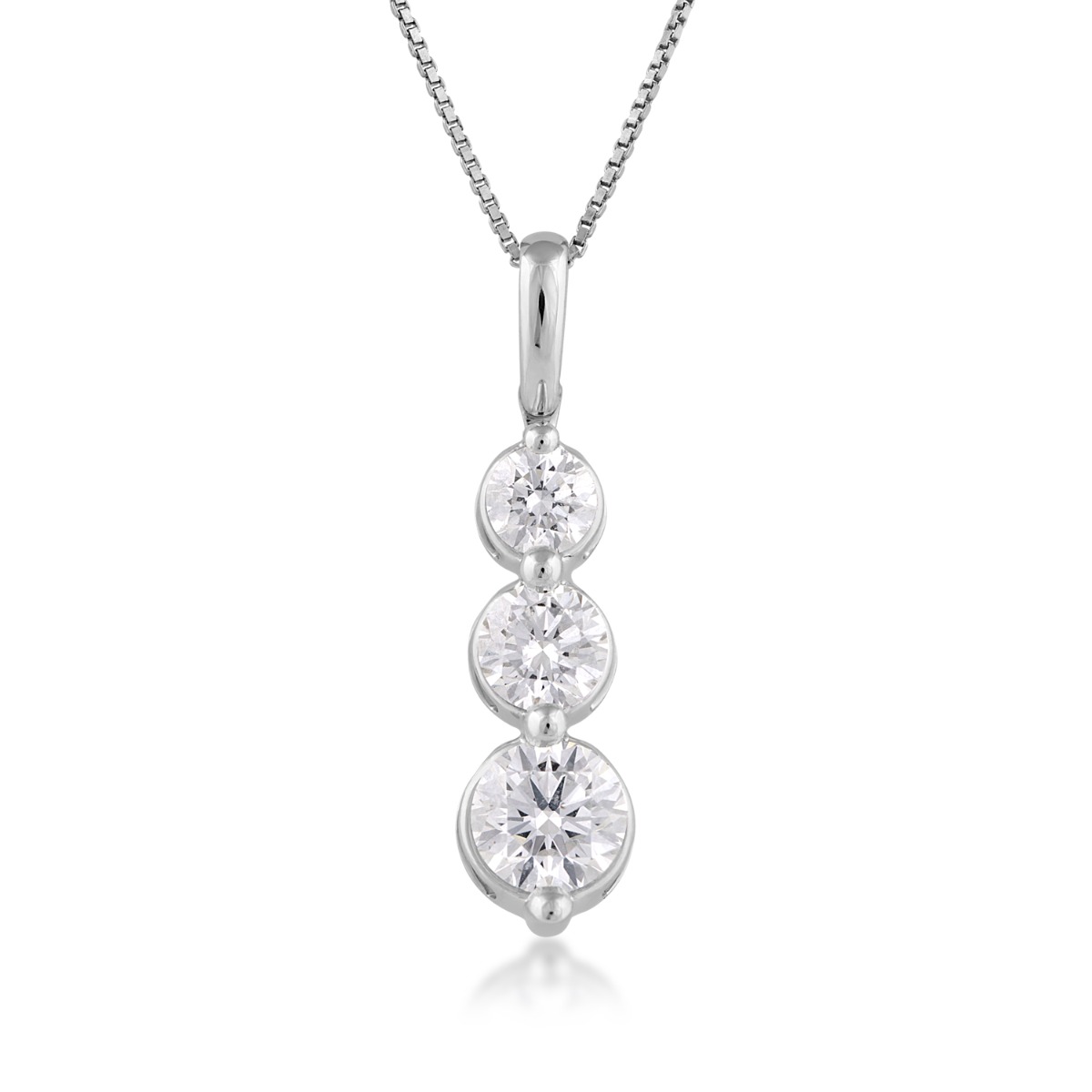 Adamante 1 ct. tw. Lab-Grown 3-Stone Diamond Pendant in 10K White Gold