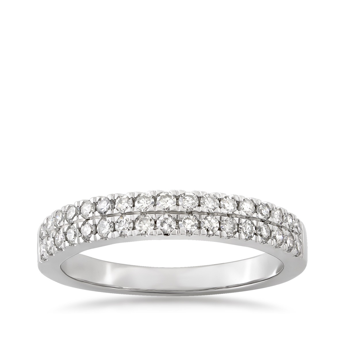 1/2 ct. tw. Diamond Double Row Anniversary Ring in 10K White Gold