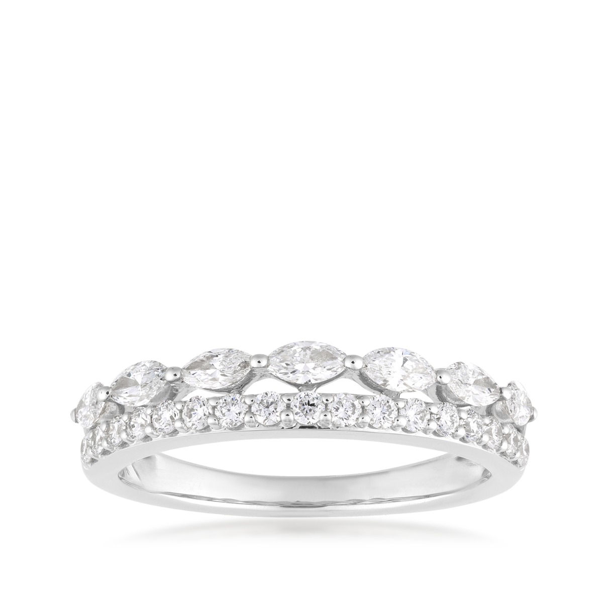 Adamante 3/4 ct. tw. Lab-Grown Round & Marquise Diamond Ring in 10K White Gold