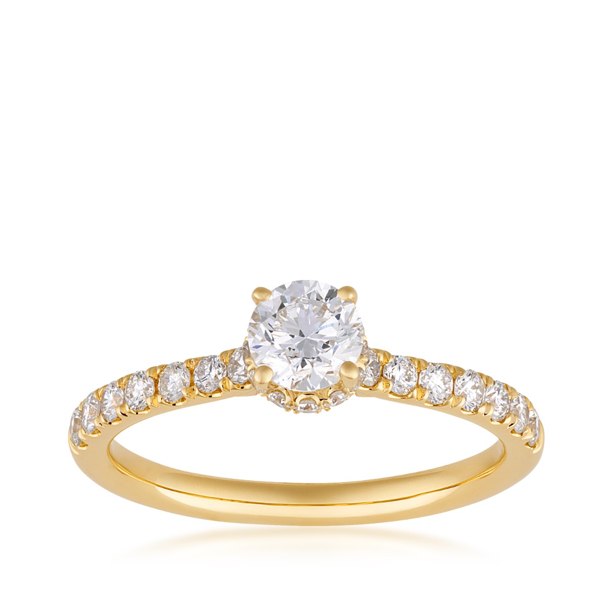 Natural 1 ct. tw. Lab-Grown Round Brilliant Diamond Halo Engagement Ring in 14K Yellow Gold