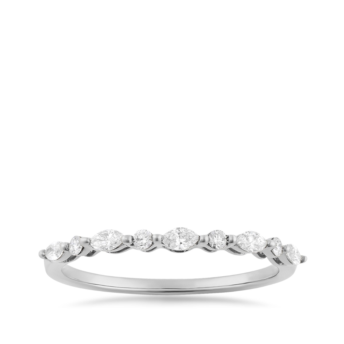 Perfect Match 1/4 ct. tw. Marquise & Round Diamond Anniversary Ring in 10K White Gold