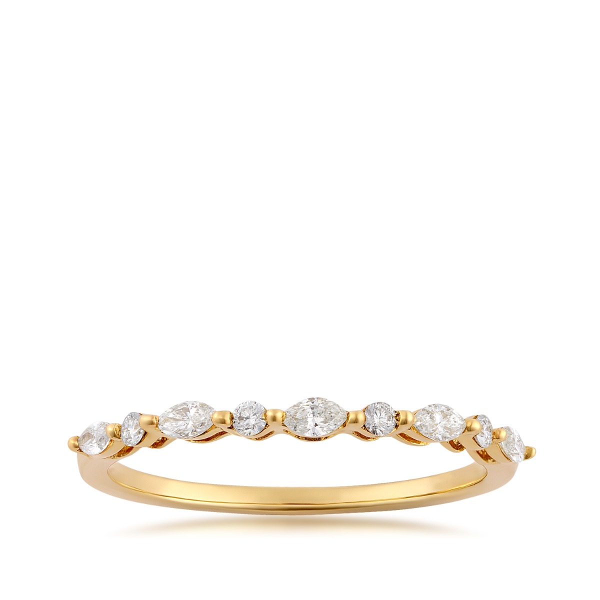 Perfect Match 1/4 ct. tw. Marquise & Round Diamond Anniversary Ring in 10K Yellow Gold