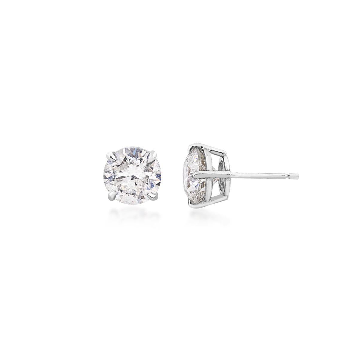 3-1/4 ct. tw. Round Brilliant Diamond Solitaire Earrings in 14K White Gold
