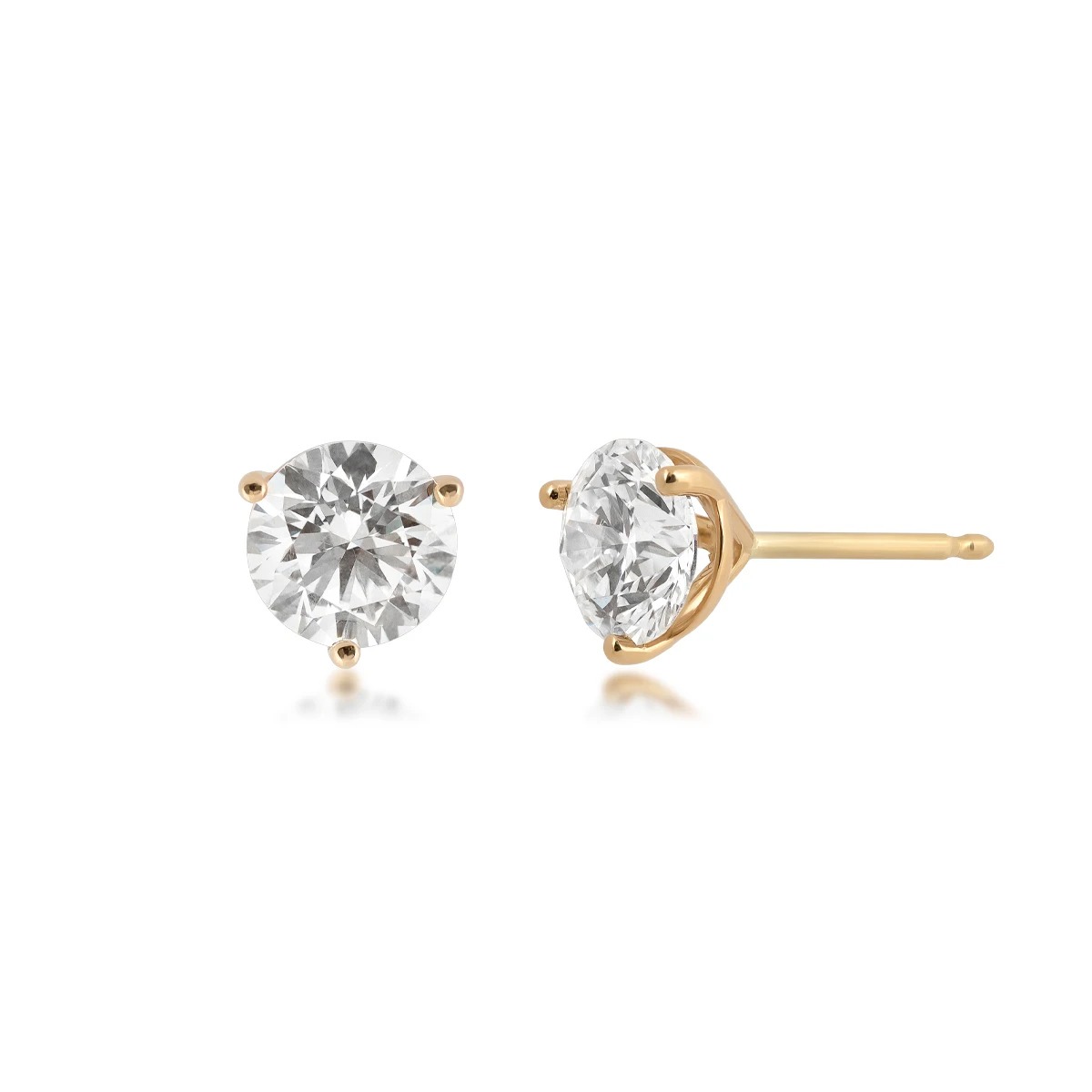 USA Collection 2-1/2 ct. tw. Lab-Grown Round Brilliant Diamond Solitaire Earrings in 14K Yellow Gold