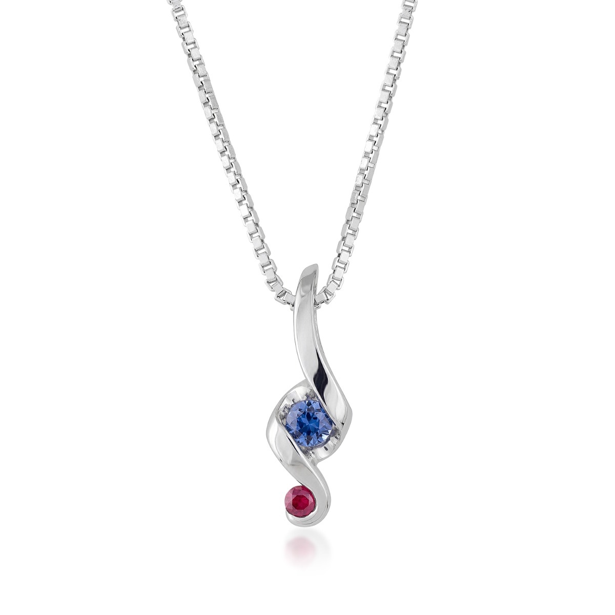 Sirena 2.7mm Yogo Sapphire & Ruby Swirl Pendant in sterling silver