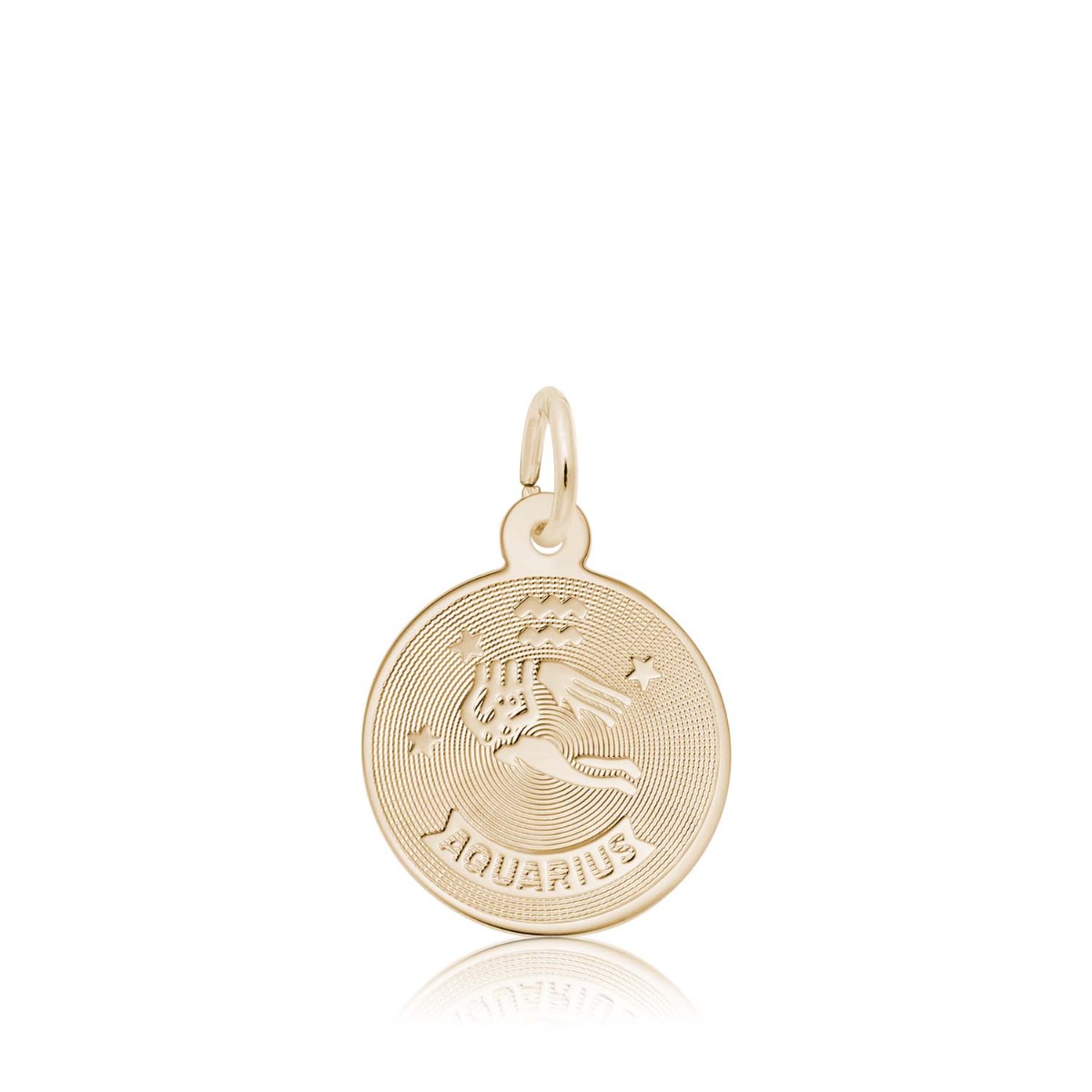 yellow gold Aquarius zodiac disc charm 