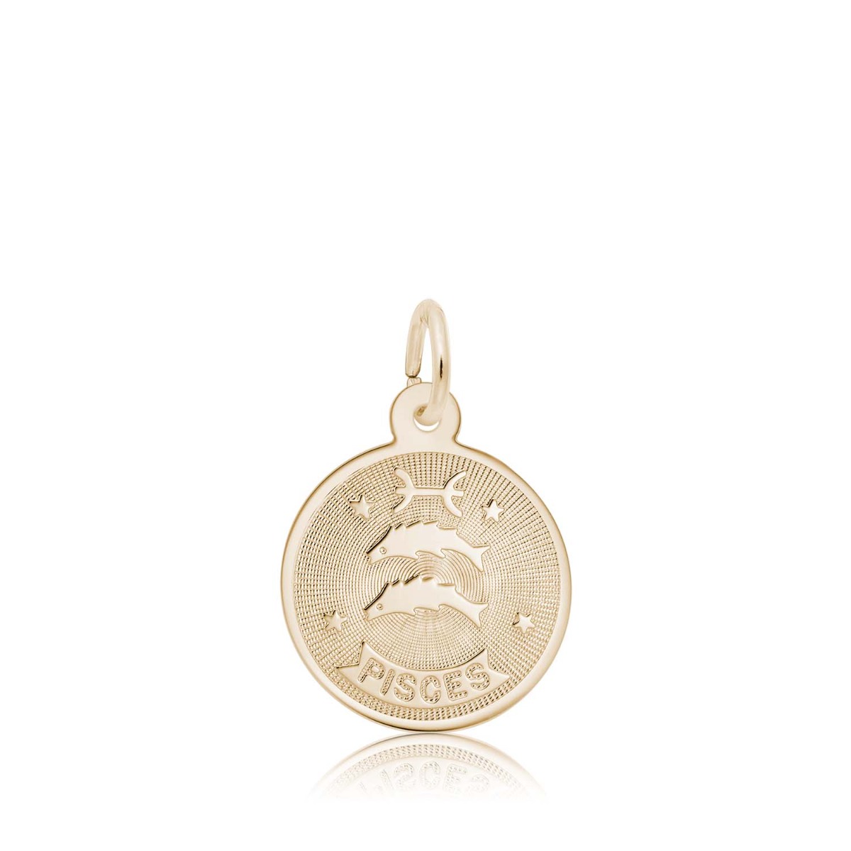 yellow gold Pisces zodiac disc charm 