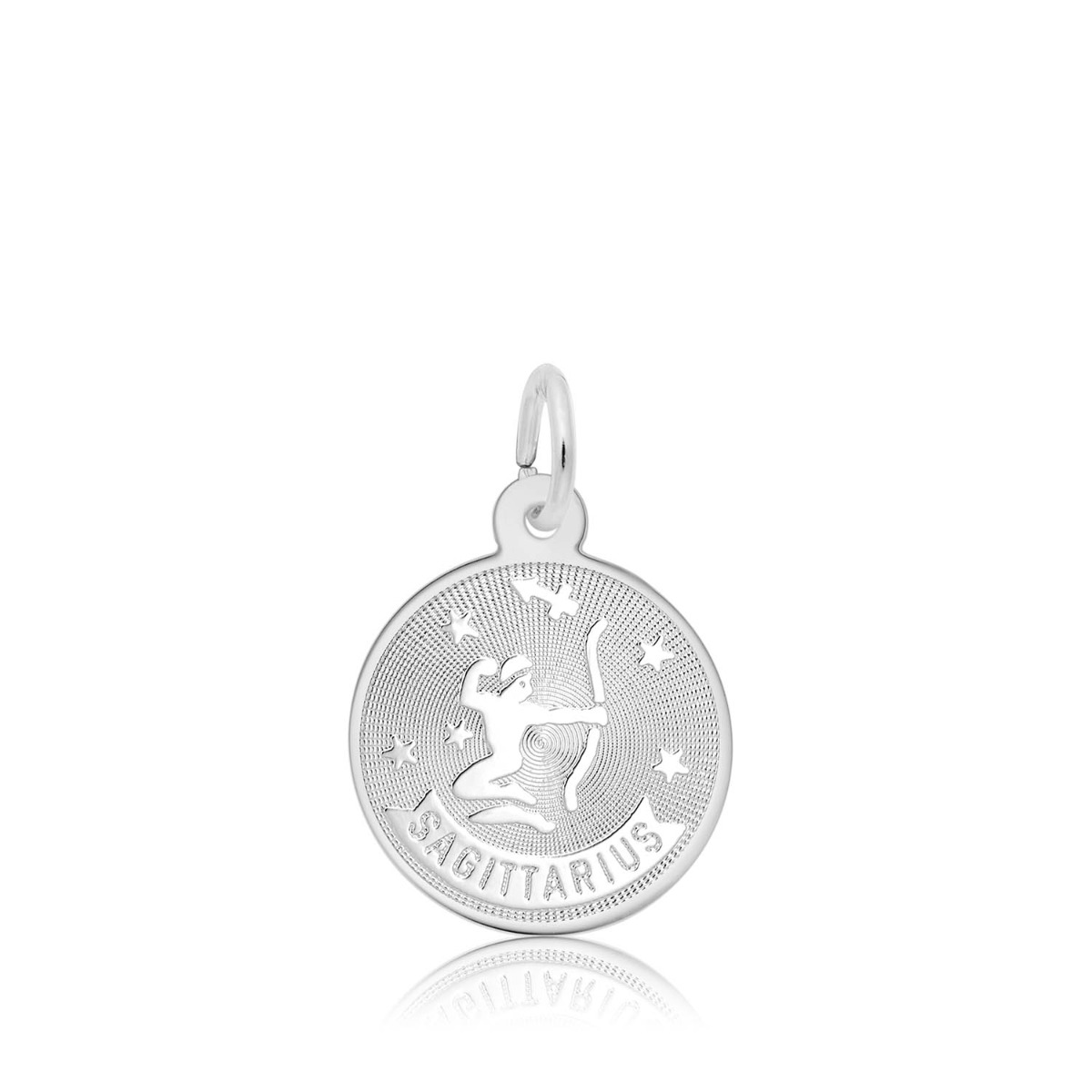 sterling silver textured zodiac Sagittarius disc charm