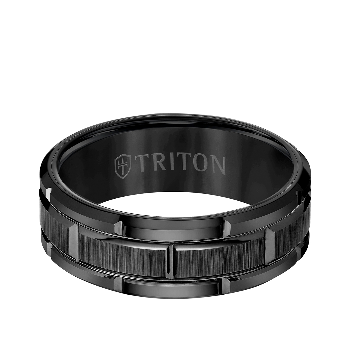 Triton Men's 8mm Tungsten Ring with Vertical Cut Design -11-4127BC-G