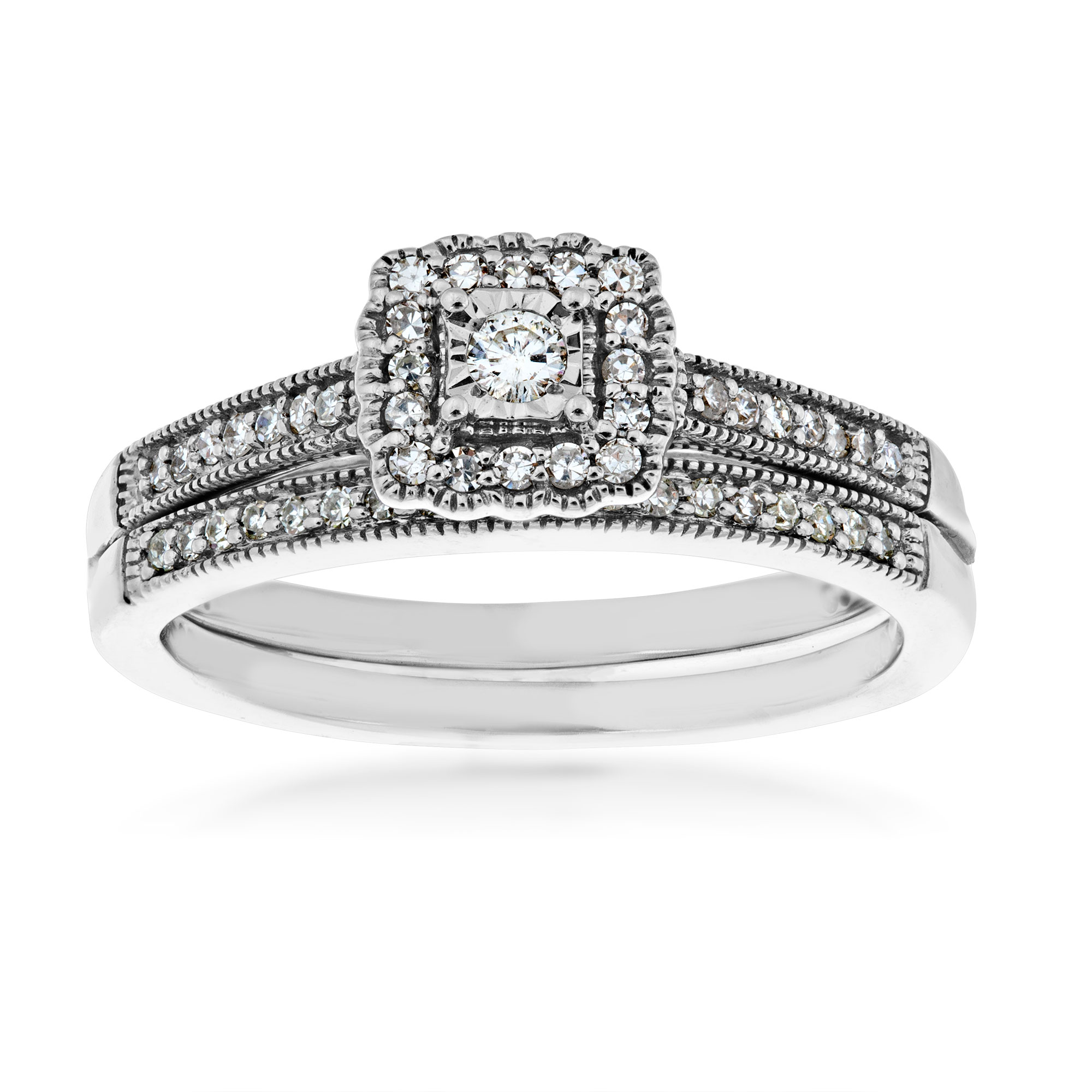 diamond white gold wedding set