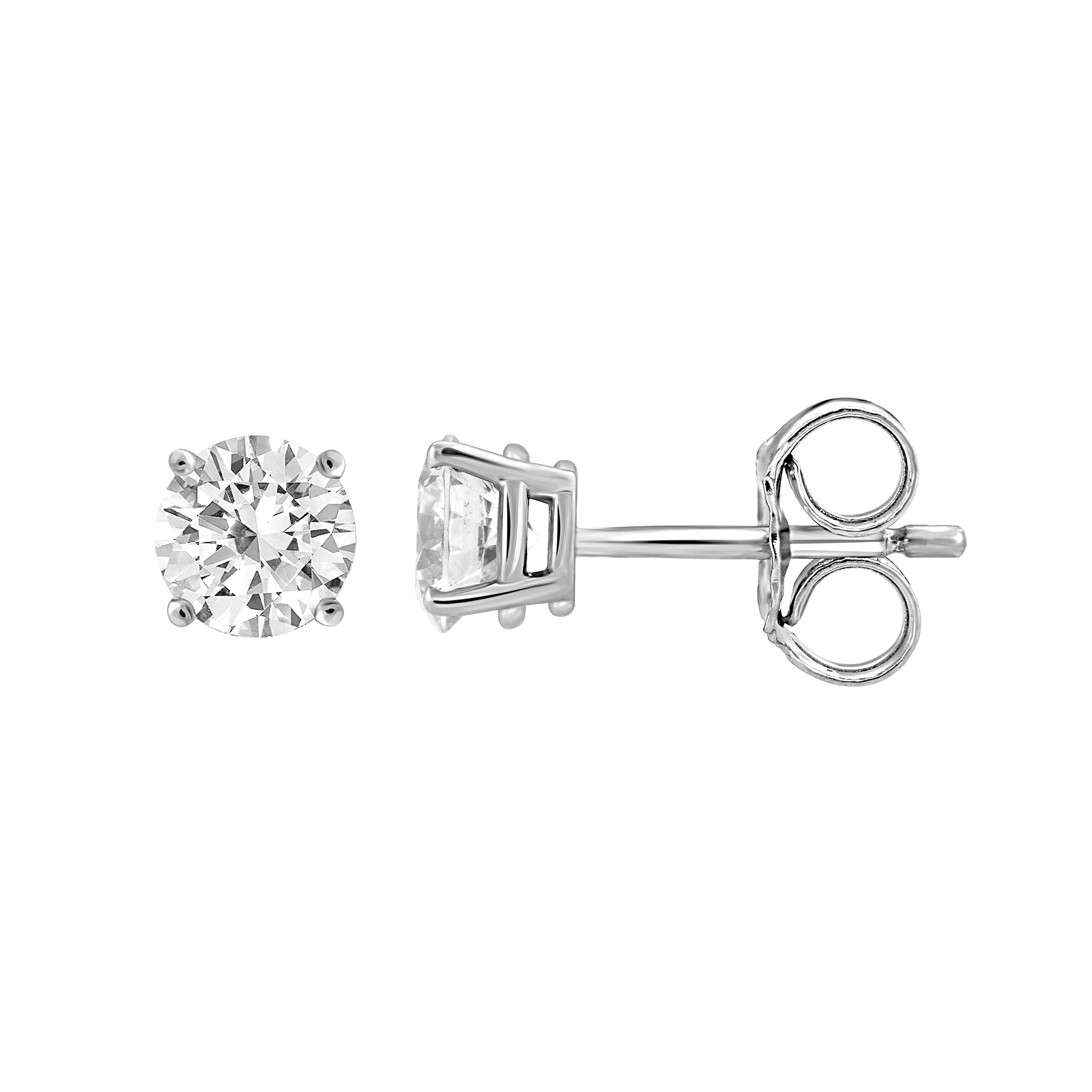 1-1/2 ct. tw. Round Brilliant Diamond Solitaire Earrings in 14K White Gold