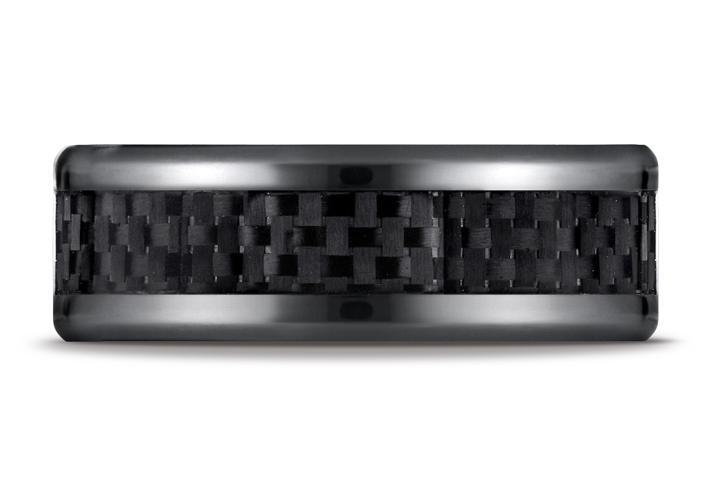 BENCHMARK Mens 8MM Black Titanium with Carbon Fiber Inlay Wedding Band- CF68900CFBKT@