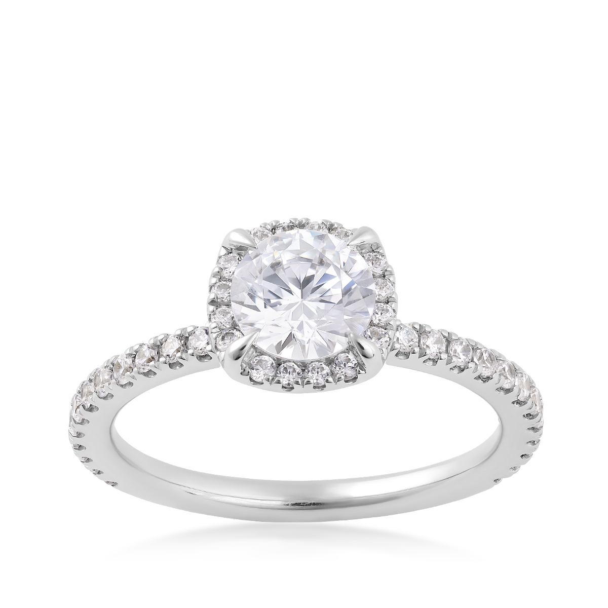 14K white gold Premier 1 ct. tw. round brilliant diamond halo engagement ring