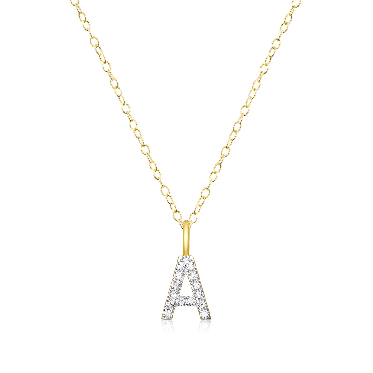 M by Monte Luna Lab-Grown Diamond Accent Initial A Pendant in 14K Yellow Gold Plated Sterling Silver