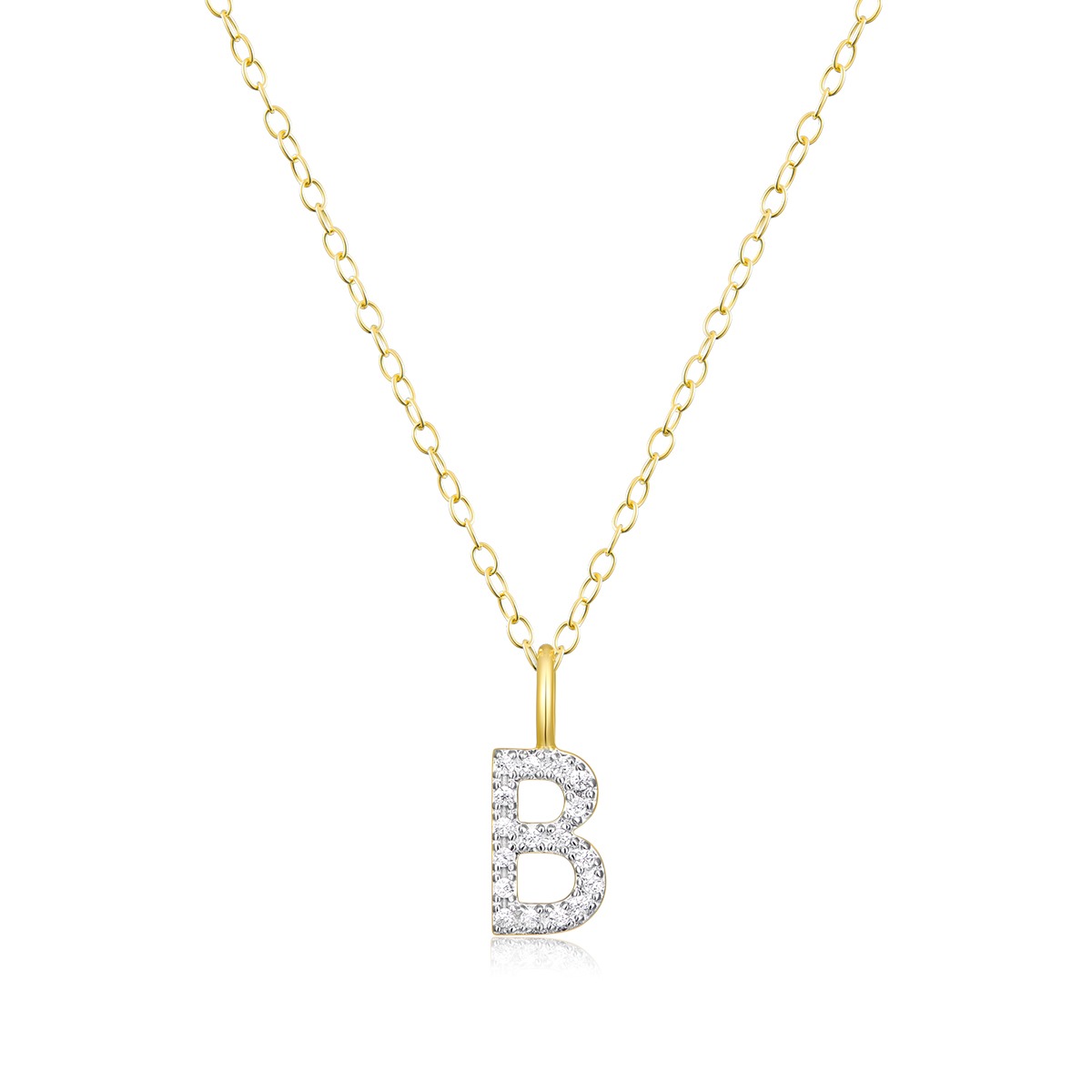 M by Monte Luna Lab-Grown Diamond Accent Initial B Pendant in 14K Yellow Gold Plated Sterling Silver