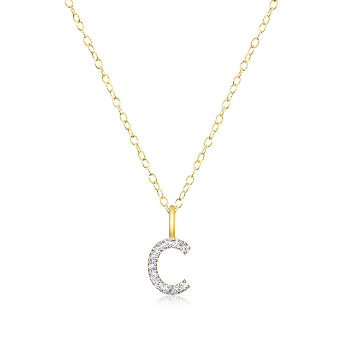 M by Monte Luna Lab-Grown Diamond Accent Initial C Pendant in 14K Yellow Gold Plated Sterling Silver