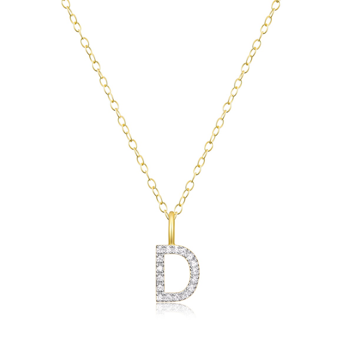 M by Monte Luna Lab-Grown Diamond Accent Initial D Pendant in 14K Yellow Gold Plated Sterling Silver