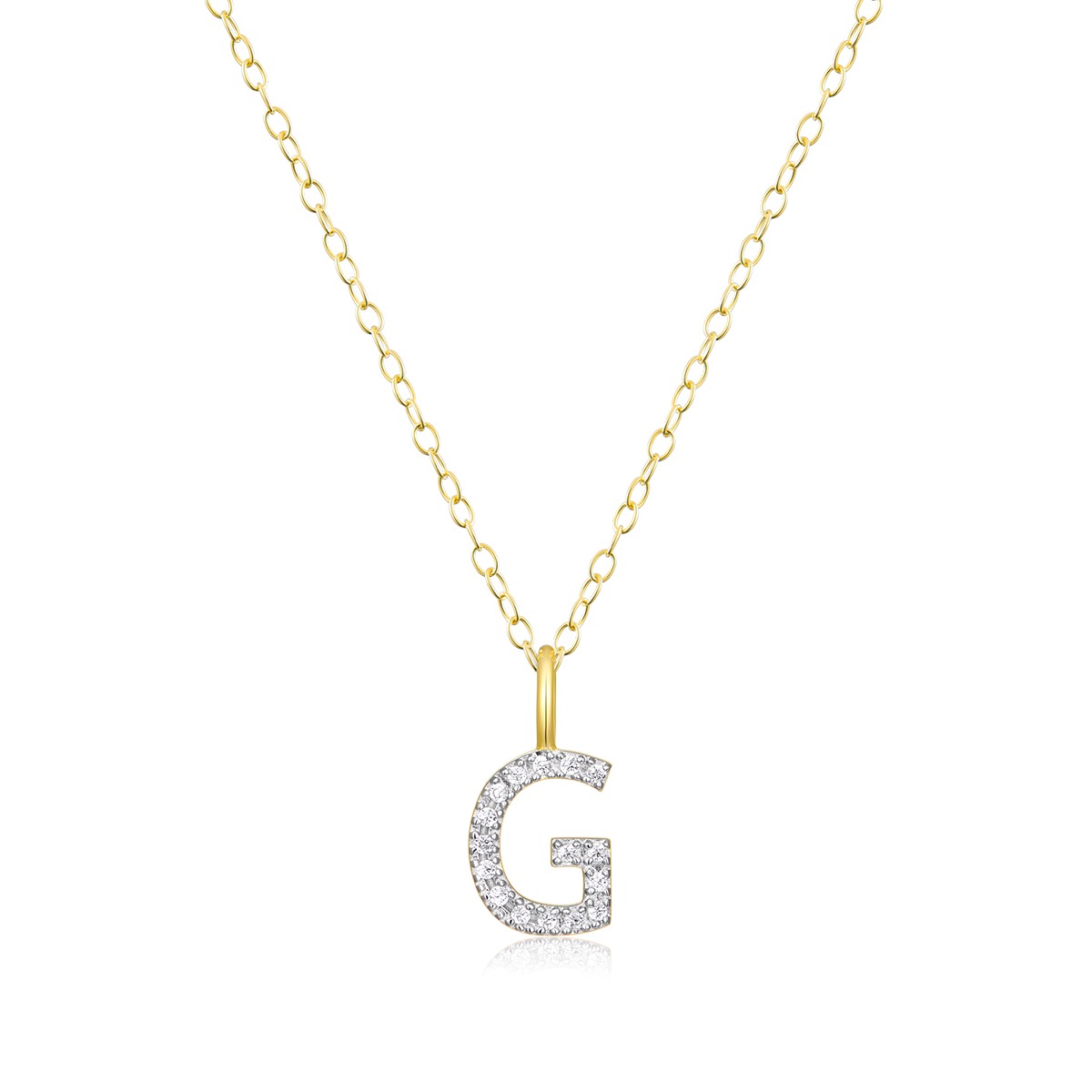 M by Monte Luna Lab-Grown Diamond Accent Initial G Pendant in 14K Yellow Gold Plated Sterling Silver