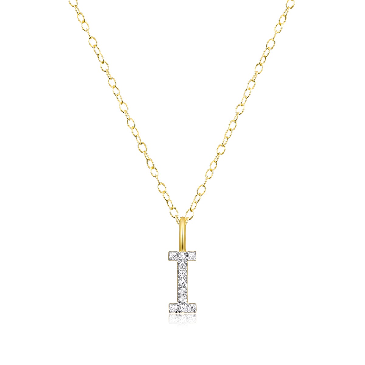 M by Monte Luna Lab-Grown Diamond Accent Initial I Pendant in 14K Yellow Gold Plated Sterling Silver