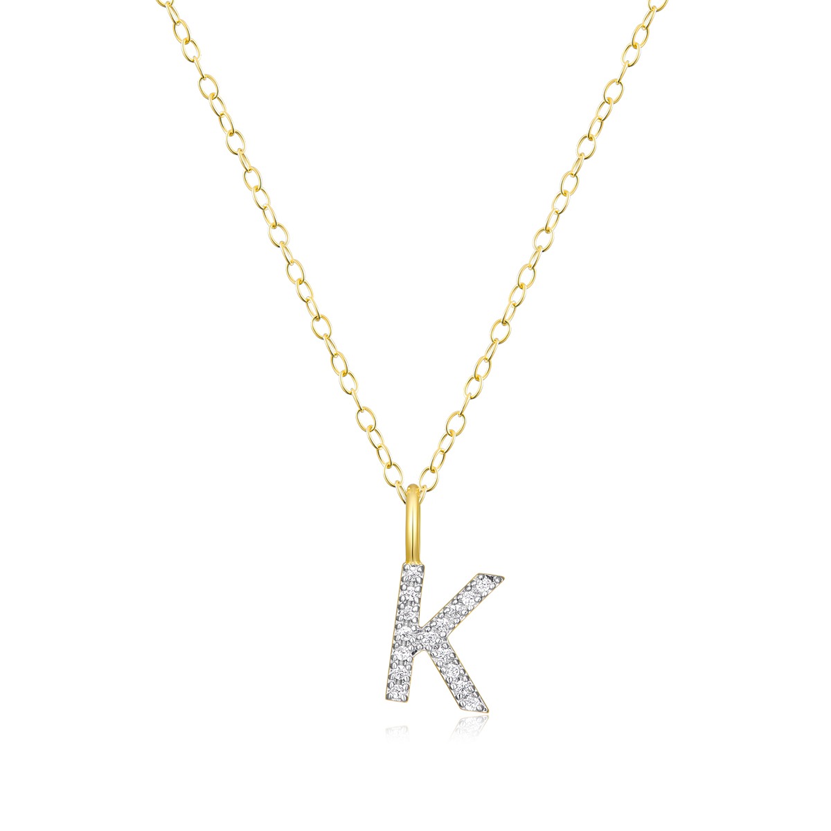 M by Monte Luna Lab-Grown Diamond Accent Initial K Pendant in 14K Yellow Gold Plated Sterling Silver