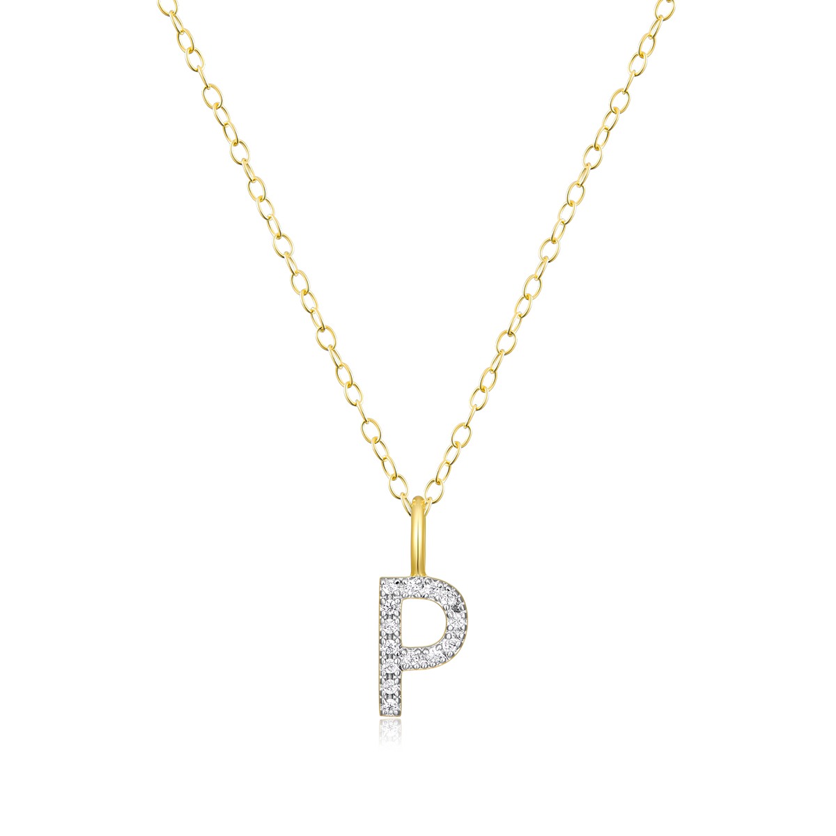 M by Monte Luna Lab-Grown Diamond Accent Initial P Pendant in 14K Yellow Gold Plated Sterling Silver