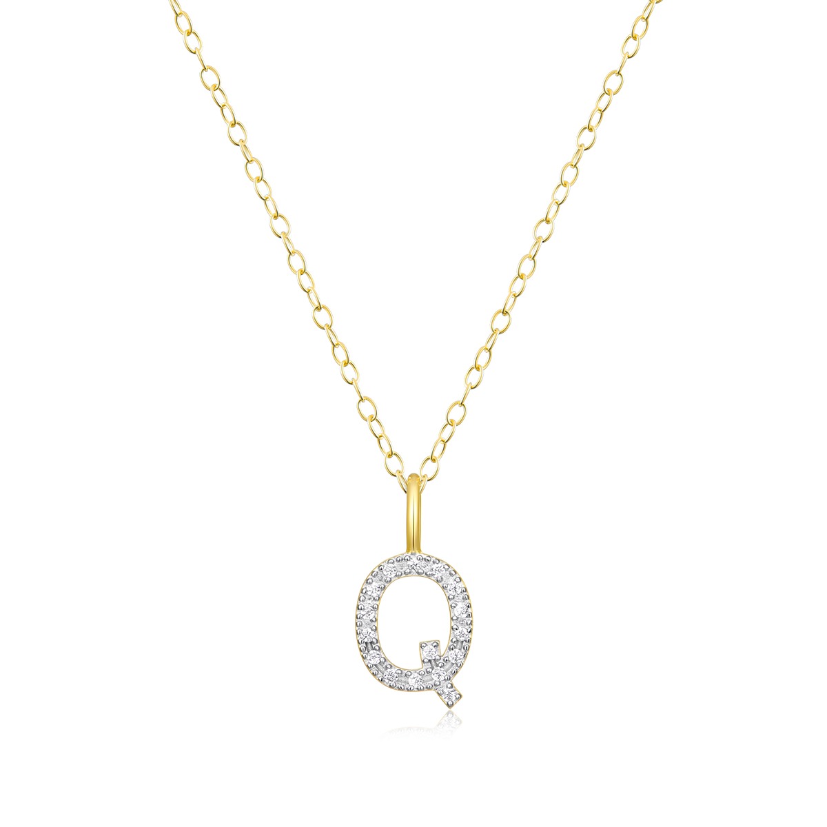 M by Monte Luna Lab-Grown Diamond Accent Initial Q Pendant in 14K Yellow Gold Plated Sterling Silver