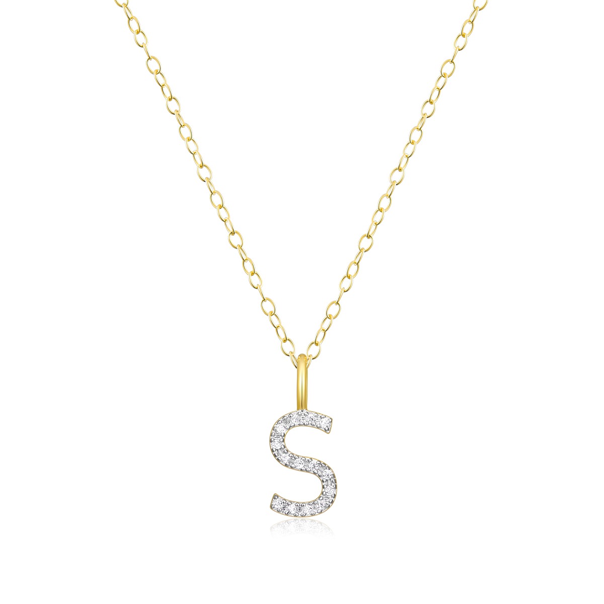 M by Monte Luna Lab-Grown Diamond Accent Initial S Pendant in 14K Yellow Gold Plated Sterling Silver