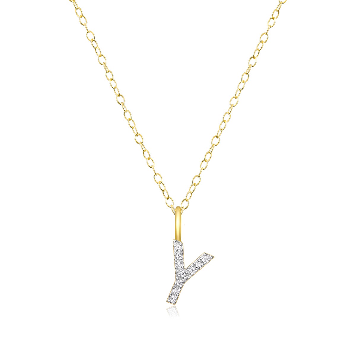 M by Monte Luna Lab-Grown Diamond Accent Initial Y Pendant in 14K Yellow Gold Plated Sterling Silver