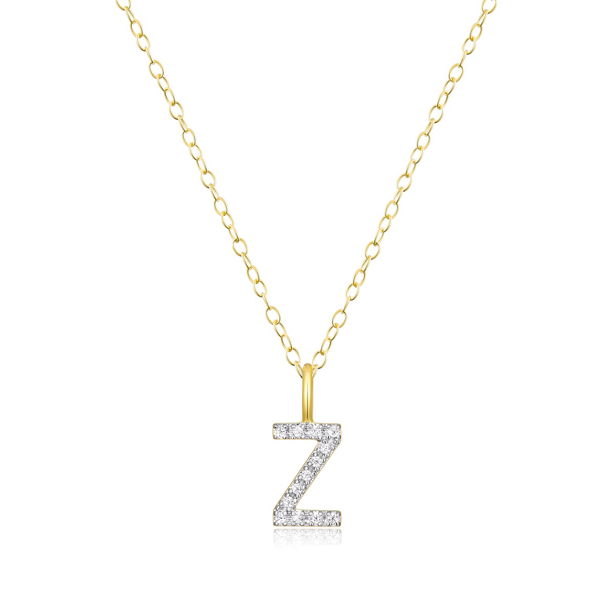 M by Monte Luna Lab-Grown Diamond Accent Initial Z Pendant in 14K Yellow Gold Plated Sterling Silver