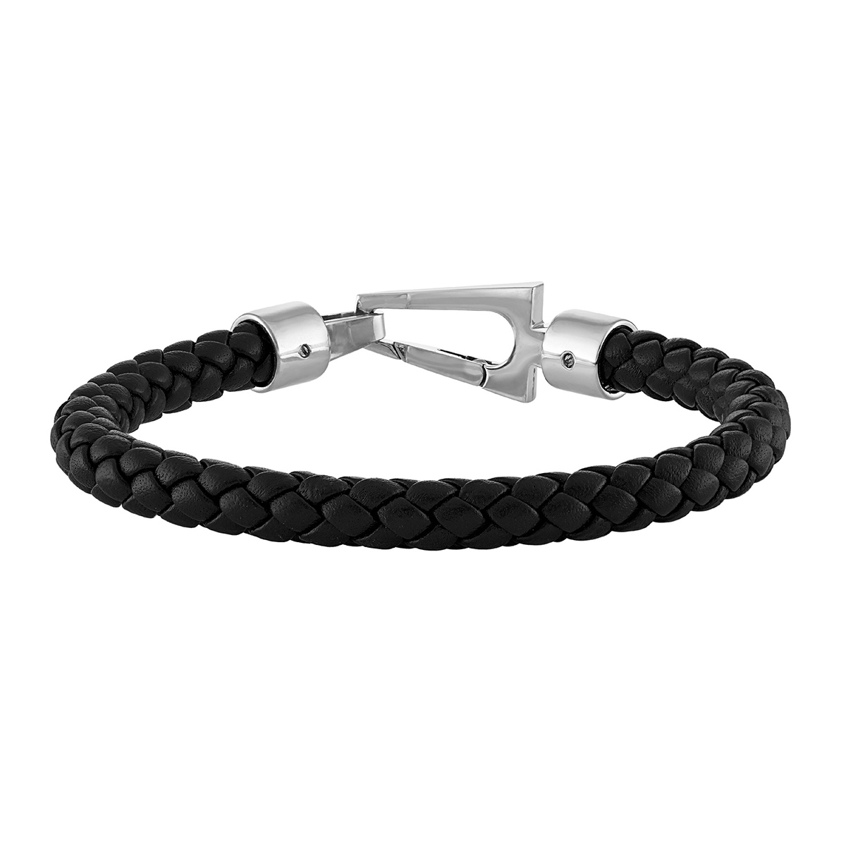 Bulova Men's Marine Star Braided Leather 9" Bracelet in Stainless Steel