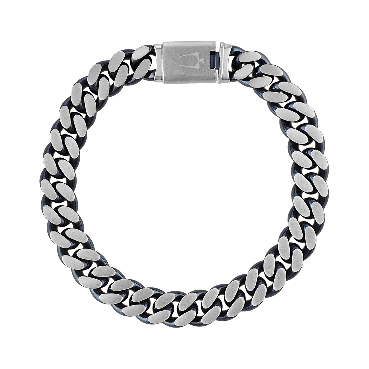 Bulova Men's 10mm 8" Curb Chain Bracelet in Blue Ion Plated Stainless Steel