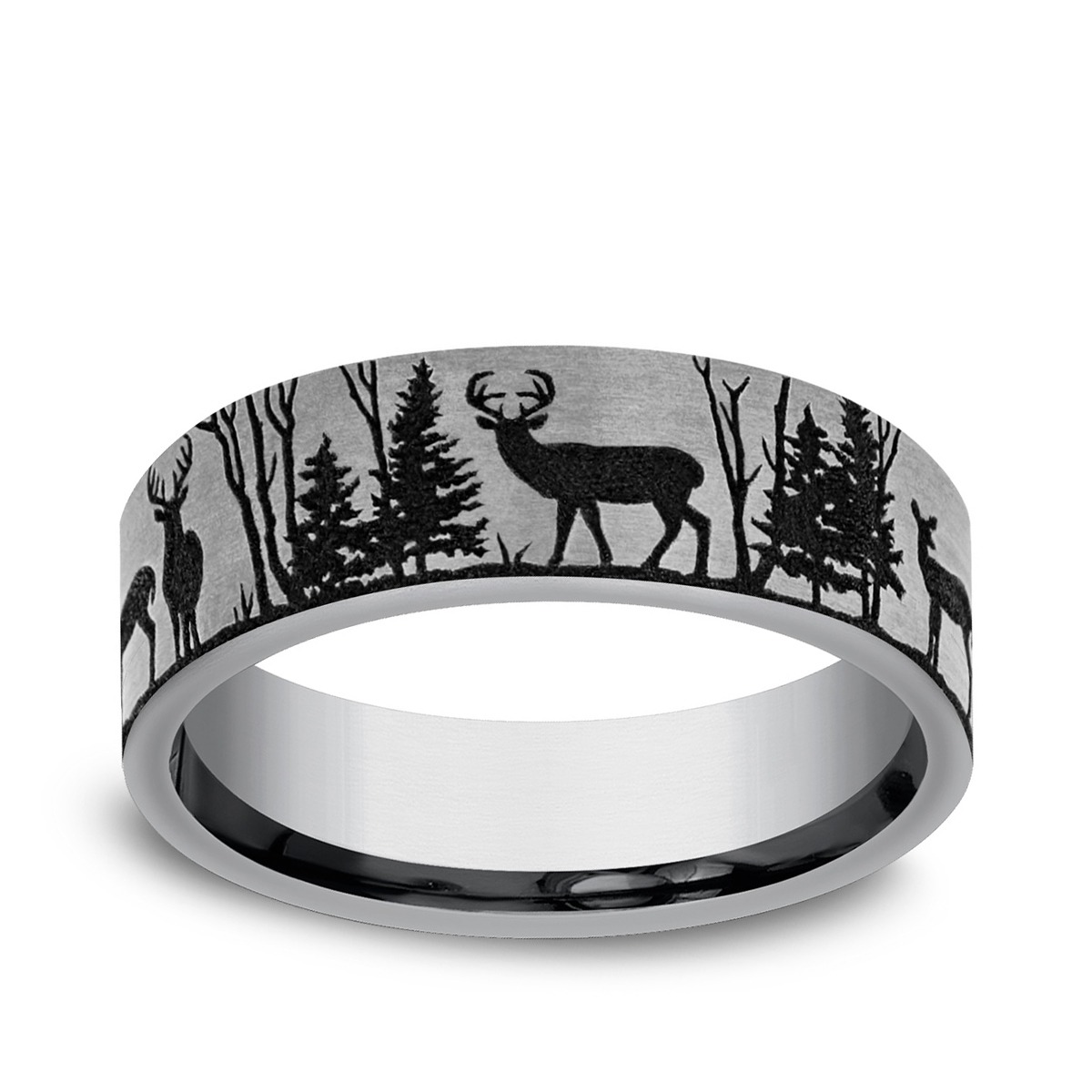 Benchmark Men's 7mm Forest Design Wedding Ring in Tungsten