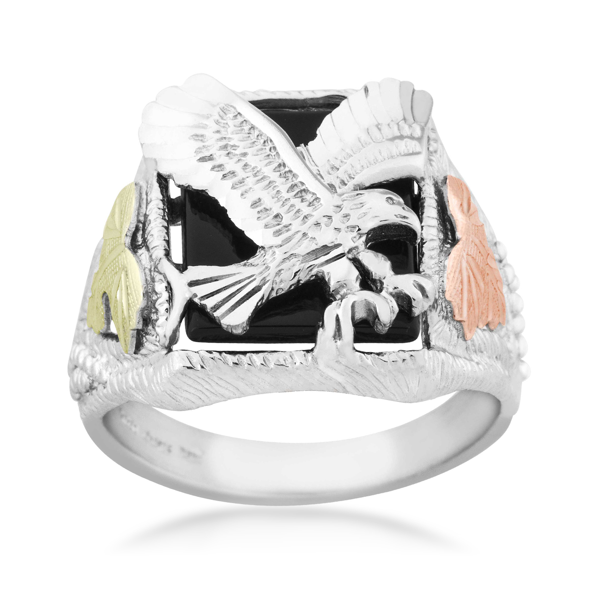 Men's Stainless Steel Black Onyx Eagle Ring | High Polish | Sizes 8-13 | 316L