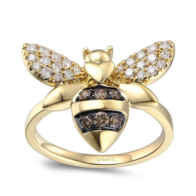 Le Vian 1/2 ct. tw. Nude & Chocolate Diamond Bee Ring in 14K Honey Gold ...