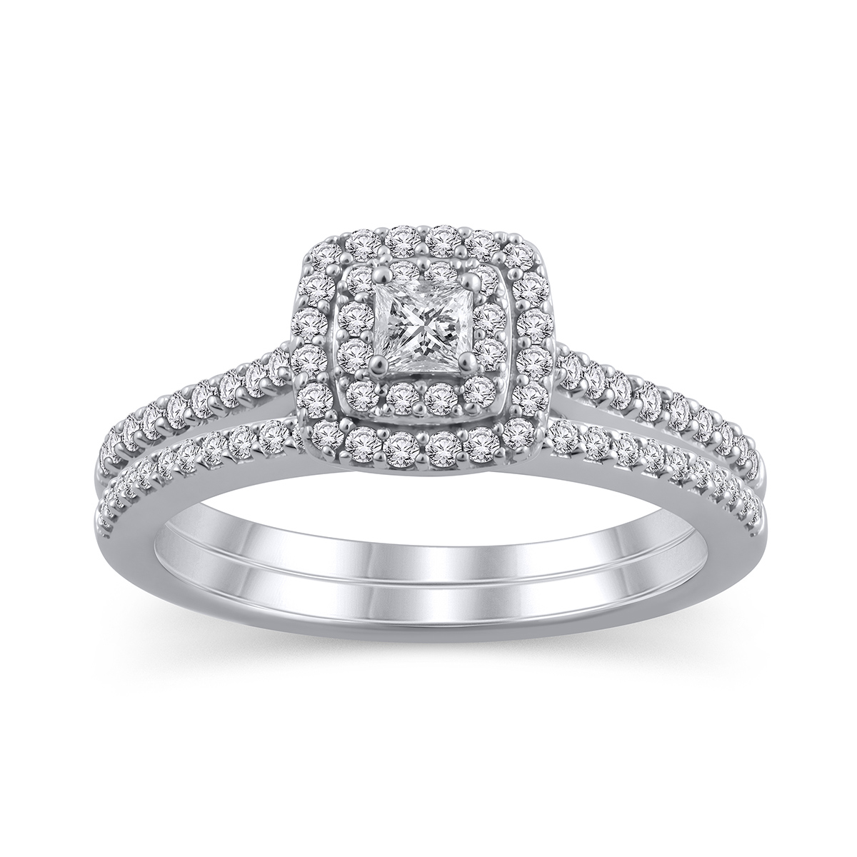 True Promise 5/8 ct. tw. Princess Cut Diamond Wedding Set in 10K White Gold - WR2428XS@WGE4