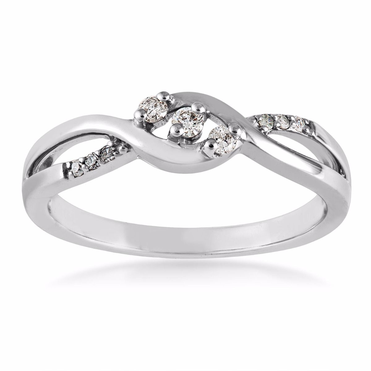 I Promise 1/10 ct. tw. Diamond 3-Stone Promise Ring in 10K White Gold