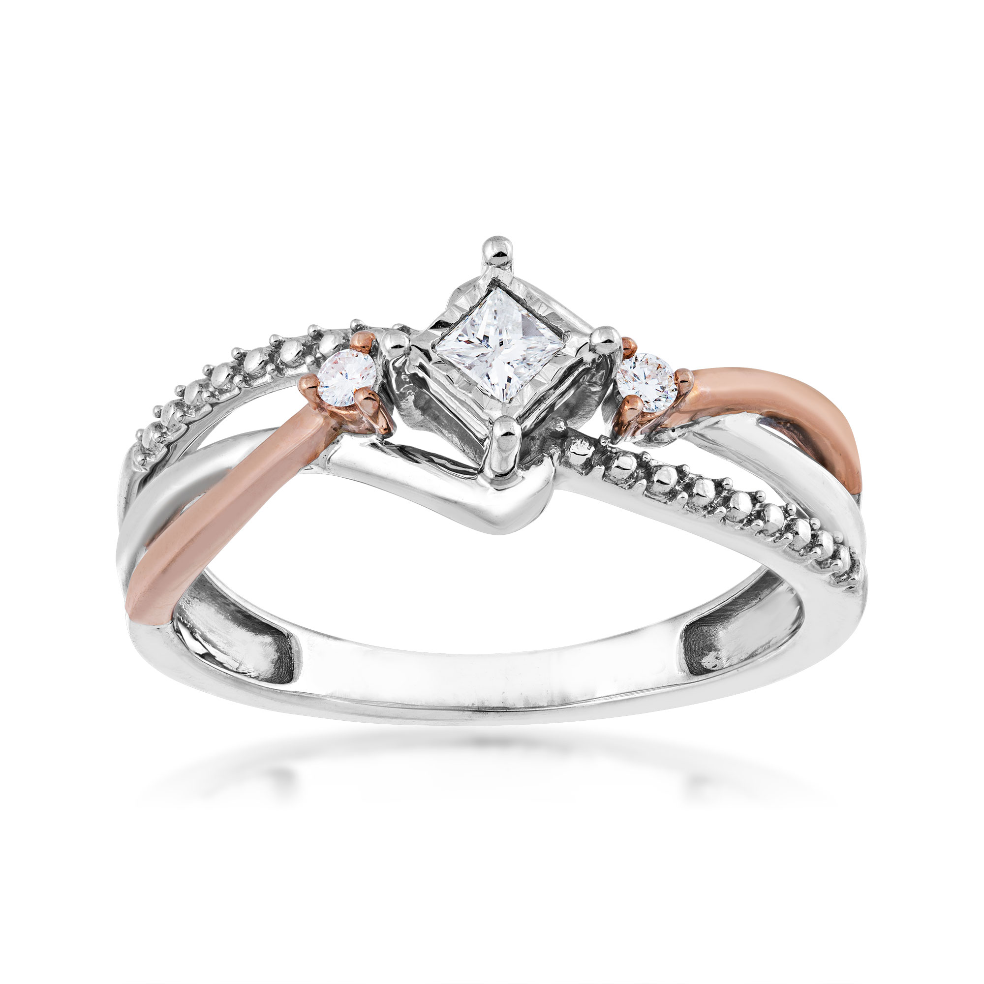 1/6 ct. tw. Princess Cut Diamond Promise Ring with Miracle Plating in 10K Two-Tone Gold-RP1431A77@-10WP 