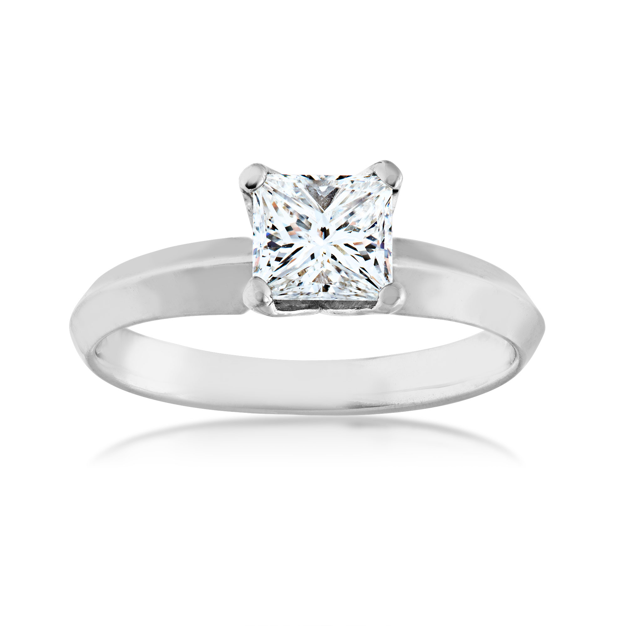 Canadian Rocks 1 ct. tw. Princess Cut Solitaire Diamond Engagement Ring in 14K White Gold - RIDSHZK43100PR