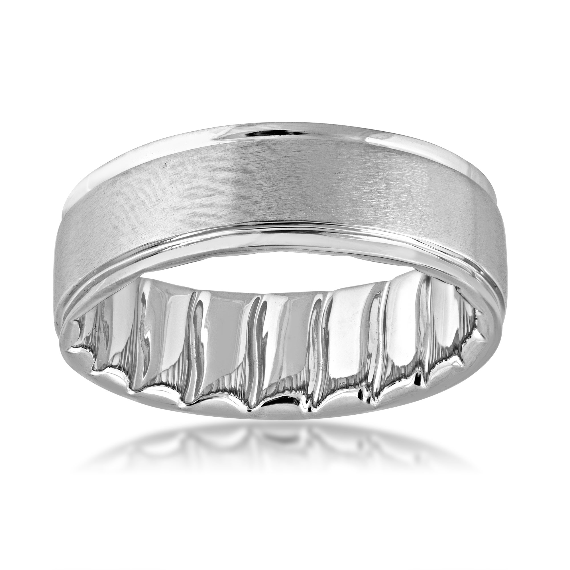 MFIT Men's 7mm Satin Center Wedding Band in 10K White Gold