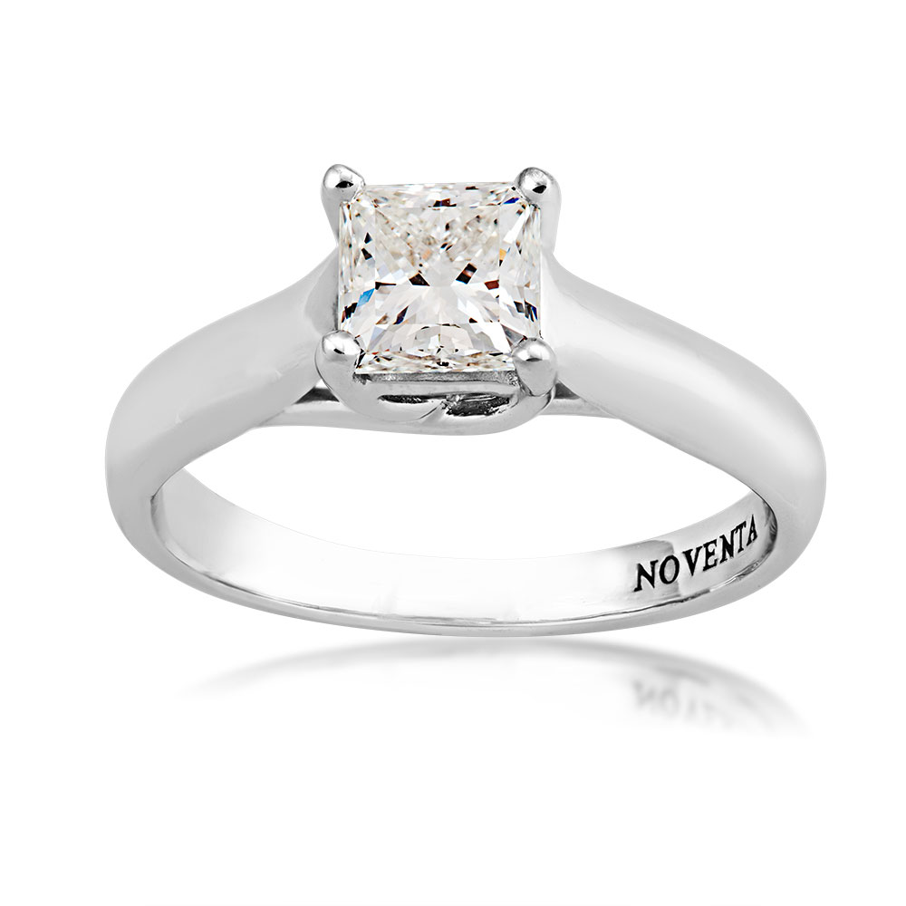 Noventa 1 ct. tw. Princess Cut Diamond Solitaire Engagement Ring in 14K White Gold - WHSOLTP93-100