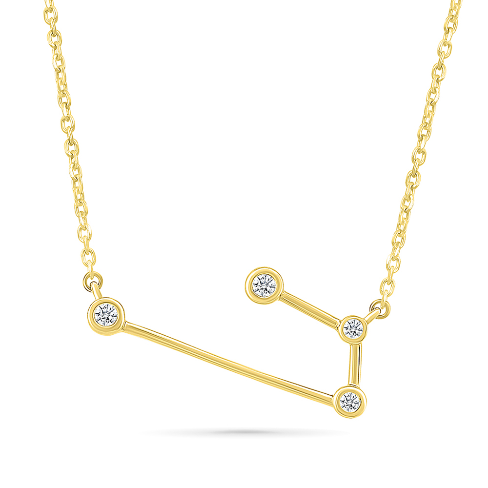 Diamond Accent Aries Constellation Necklace in 10K Yellow Gold