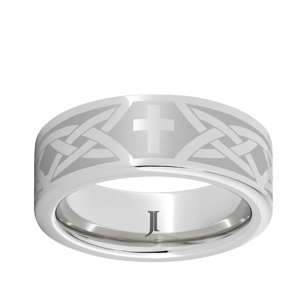 Men's 8mm Cross Knot Flat Wedding Ring in Serinium