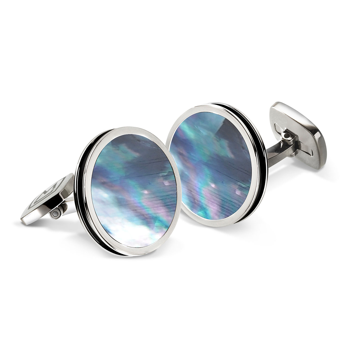 stainless steel mother of pearl cufflinks